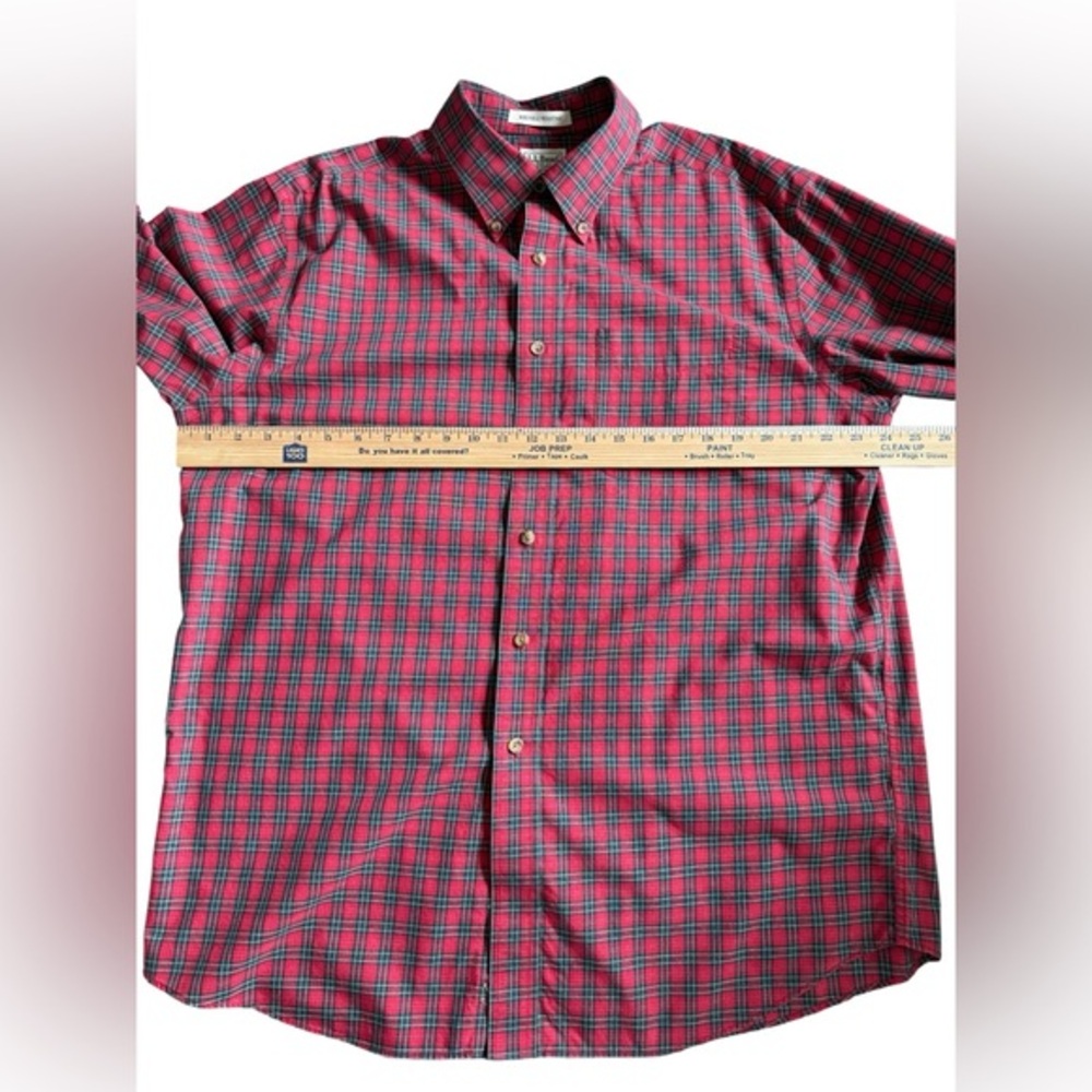 L.L.Bean L Regular Red Green Plaid Button Down Shirt 100% Cotton - Picture 5 of 6